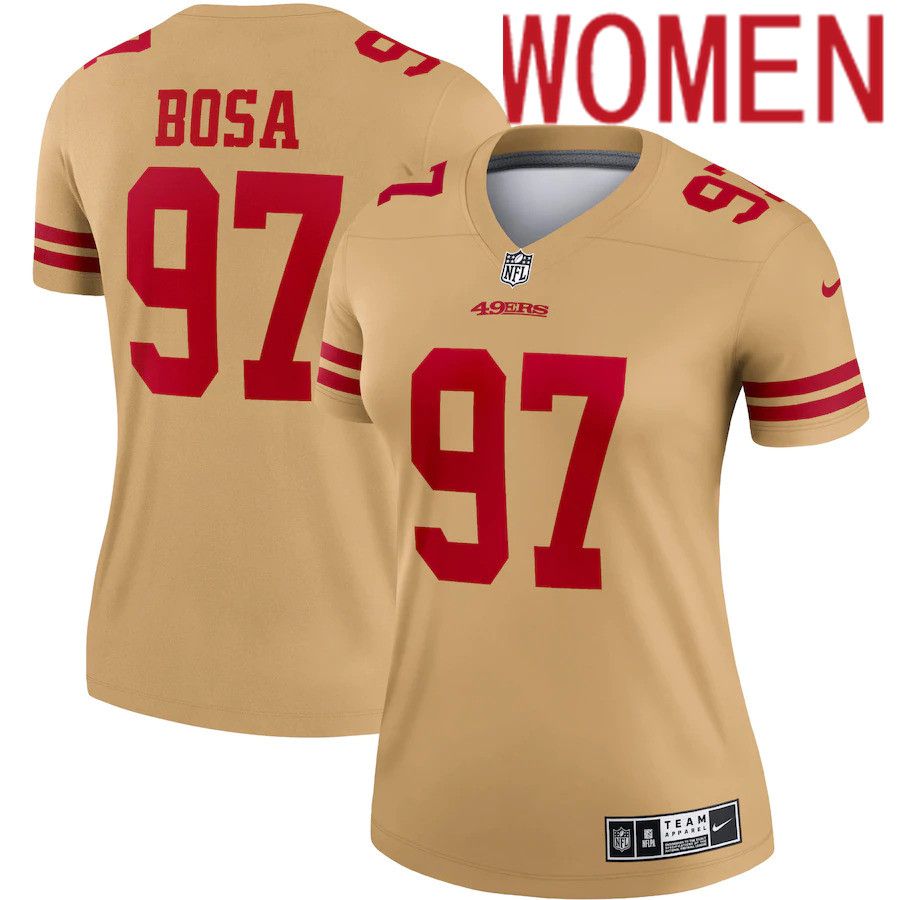 Women San Francisco 49ers 97 Nick Bosa Nike Gold Inverted Legend NFL Jersey